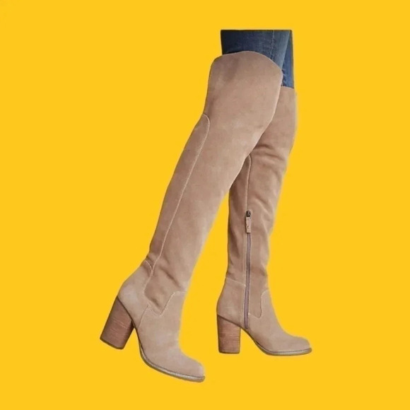 Kelsey Dagger loganos taupe over the knee boots size 7M warn grey color - Picture 1 of 16